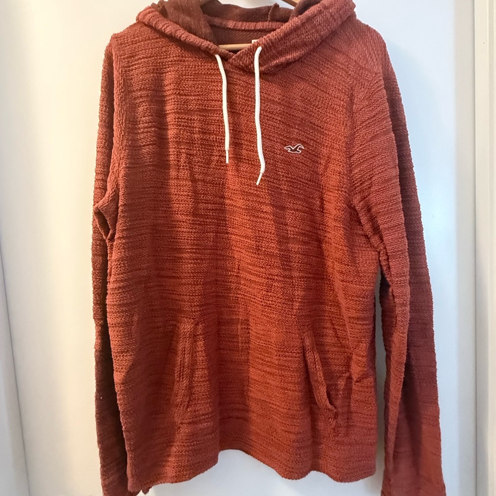 Hollister Brick Red Knit Hoodie